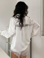 Ensemble chemise de plage celeste en dentelle patchwork