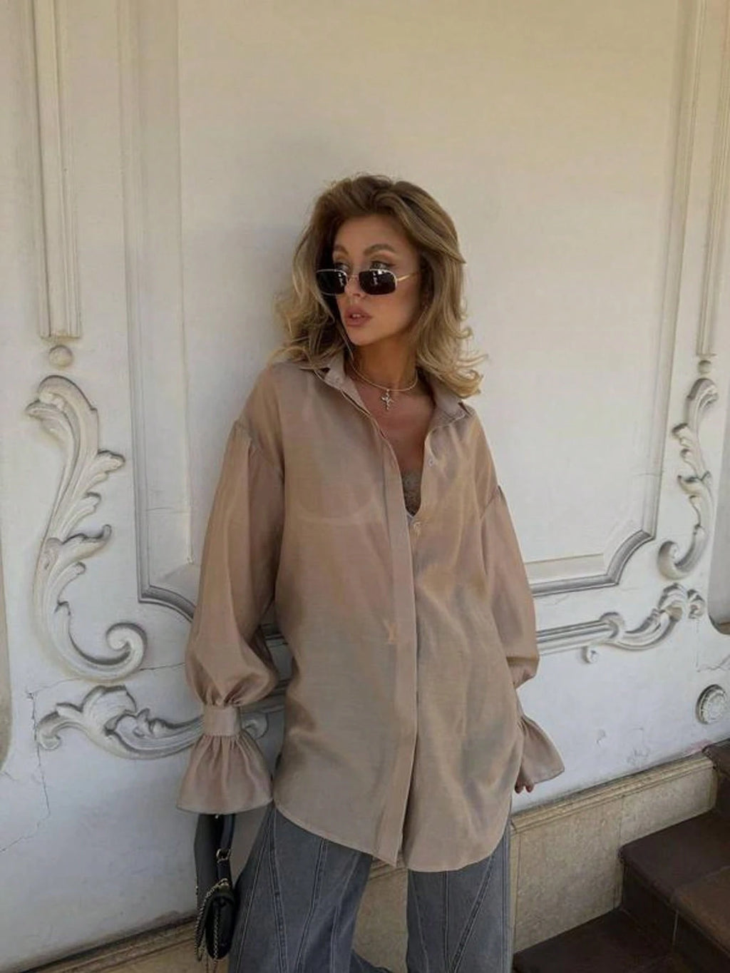 Blouse Tie& Dye à manches bouffantes.  corriger