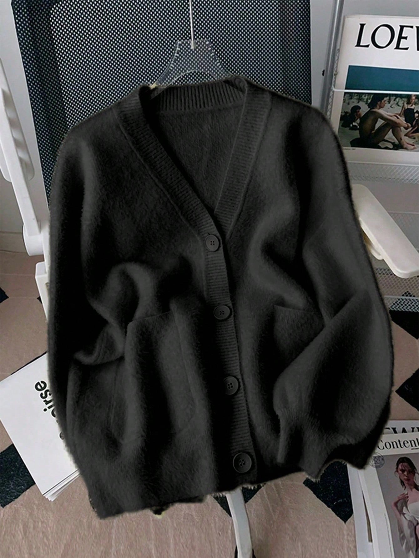 Cardigan duveteux avec poches Image secondaire du produit