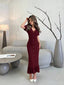 Robe longue moulante col en V avec boutons .