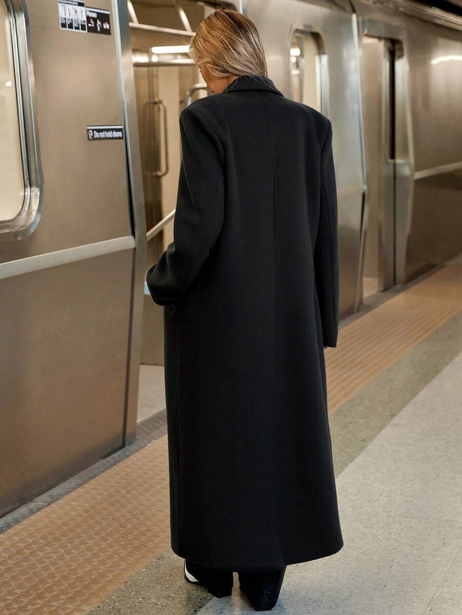 Blazer oversize noir à double bouton Image secondaire du produit