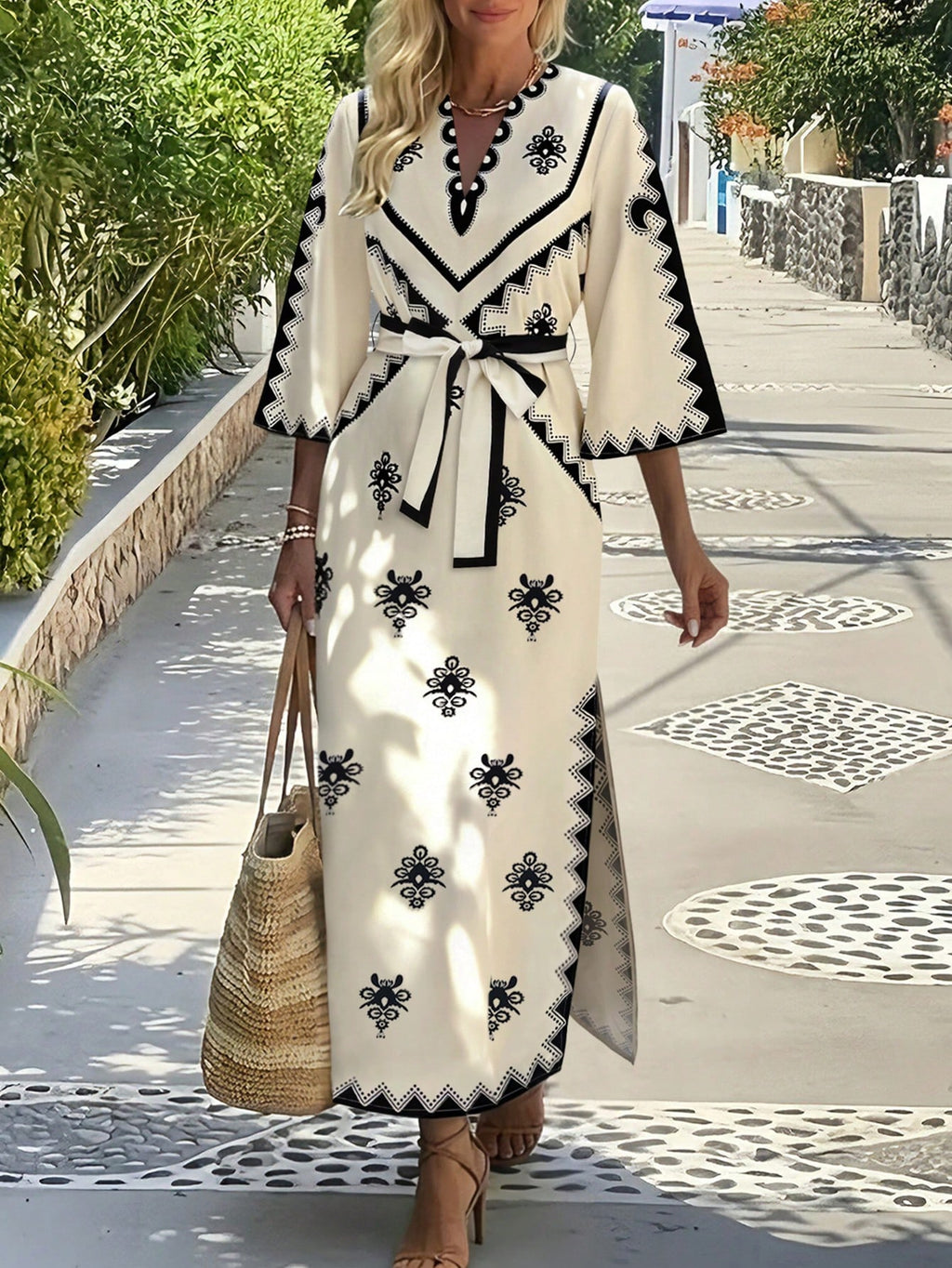 Robe maxi brodée style Kaftan-Esprit Resort chic