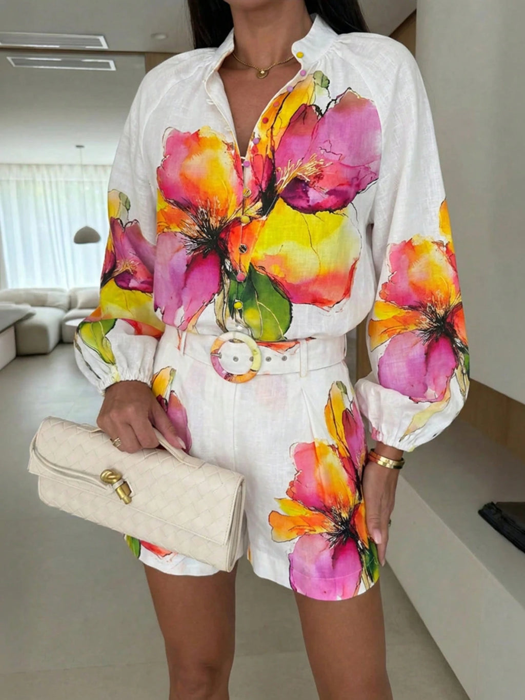Deux pièces avec imprimé floral.