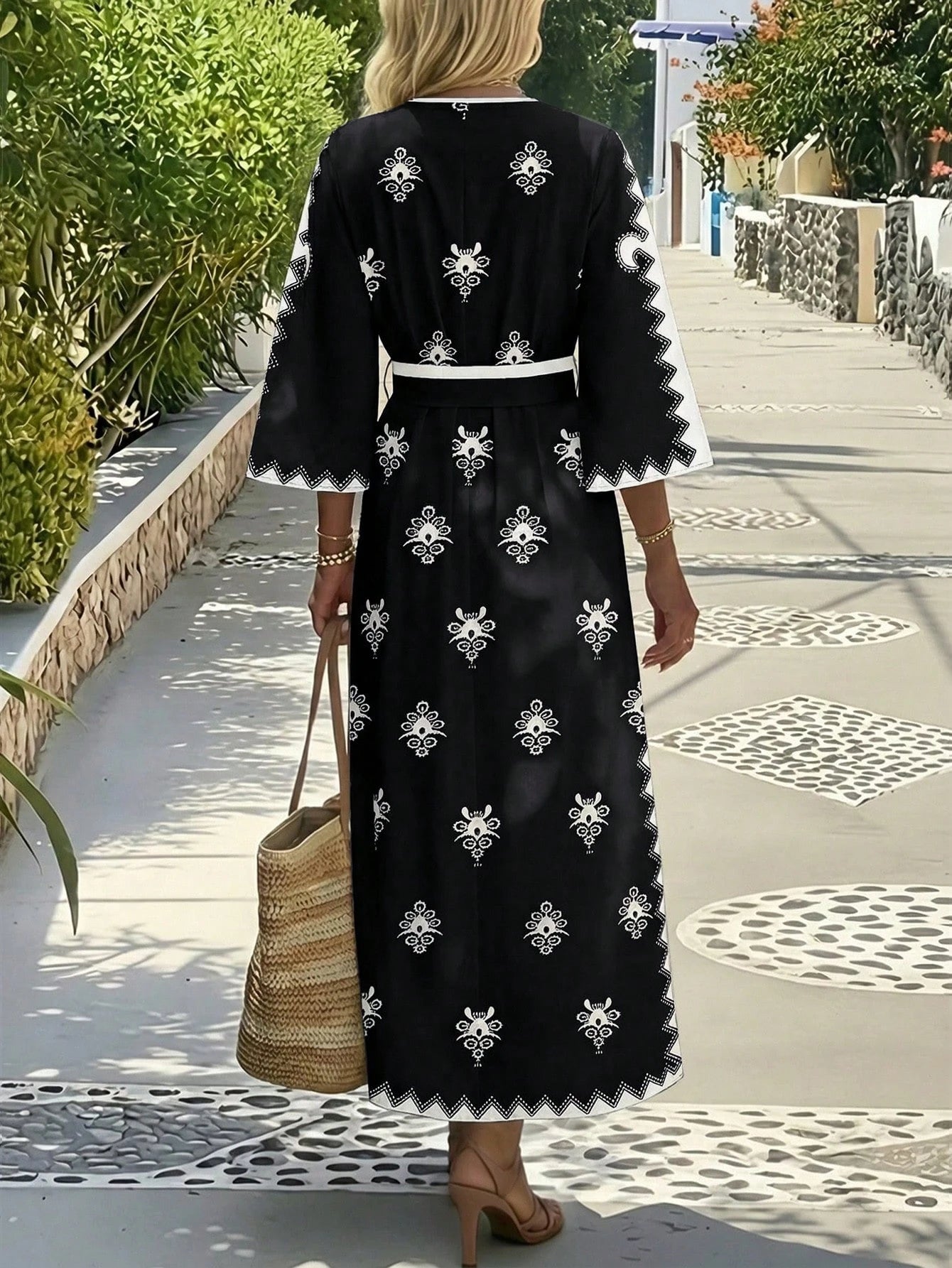 Robe maxi brodée style Kaftan-Esprit Resort chic