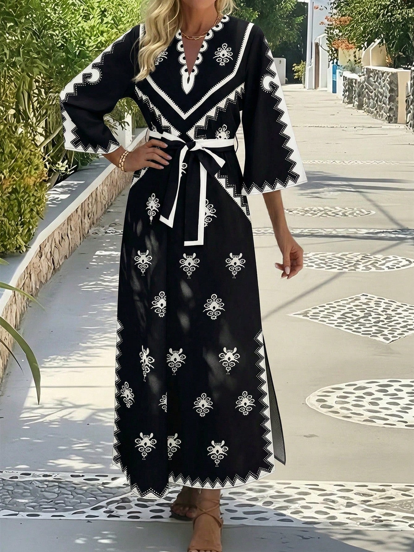 Robe maxi brodée style Kaftan-Esprit Resort chic
