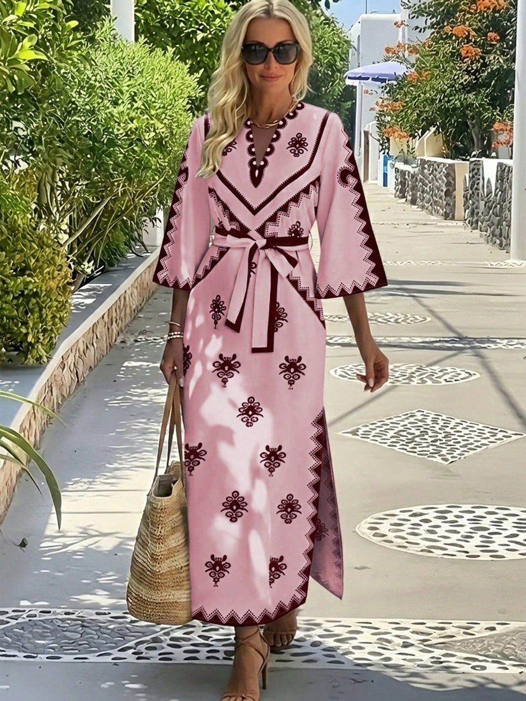 Robe maxi brodée style Kaftan-Esprit Resort chic