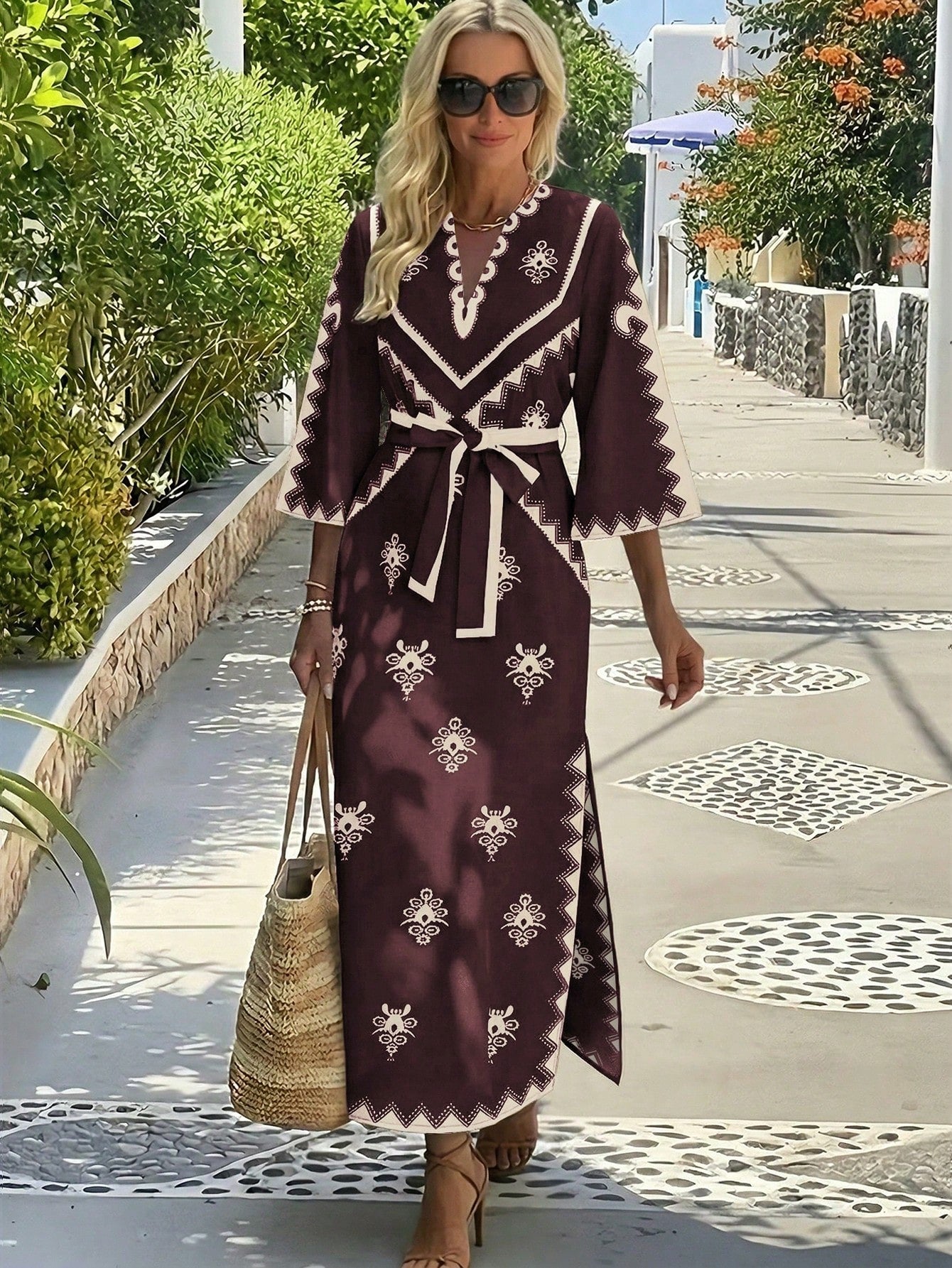 Robe maxi brodée style Kaftan-Esprit Resort chic
