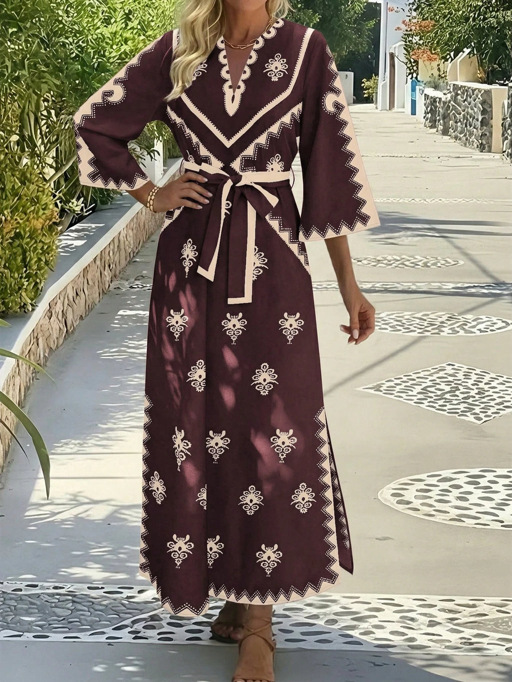 Robe maxi brodée style Kaftan-Esprit Resort chic