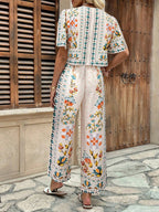 Ensemble Coordonné Top et Pantalon Imprimé Azulejos – Esprit Riviera