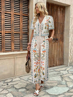 Ensemble Coordonné Top et Pantalon Imprimé Azulejos – Esprit Riviera