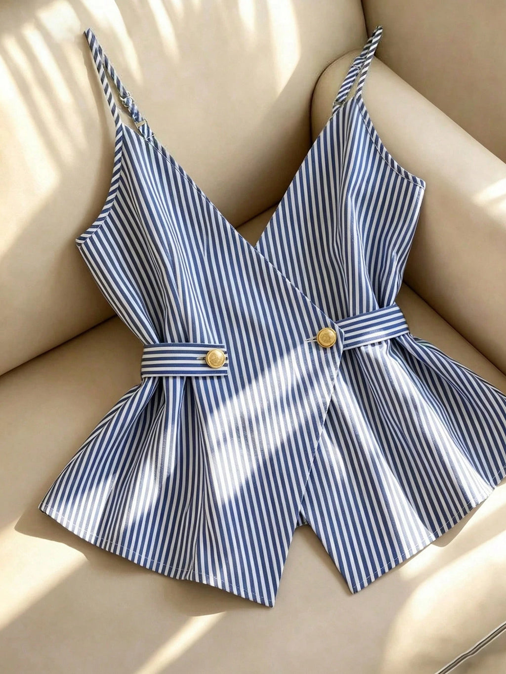 Ensemble élégant à rayures.