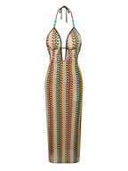 Robe de plage longue  au style bohème et balnéaire.