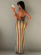 Robe de plage longue  au style bohème et balnéaire.