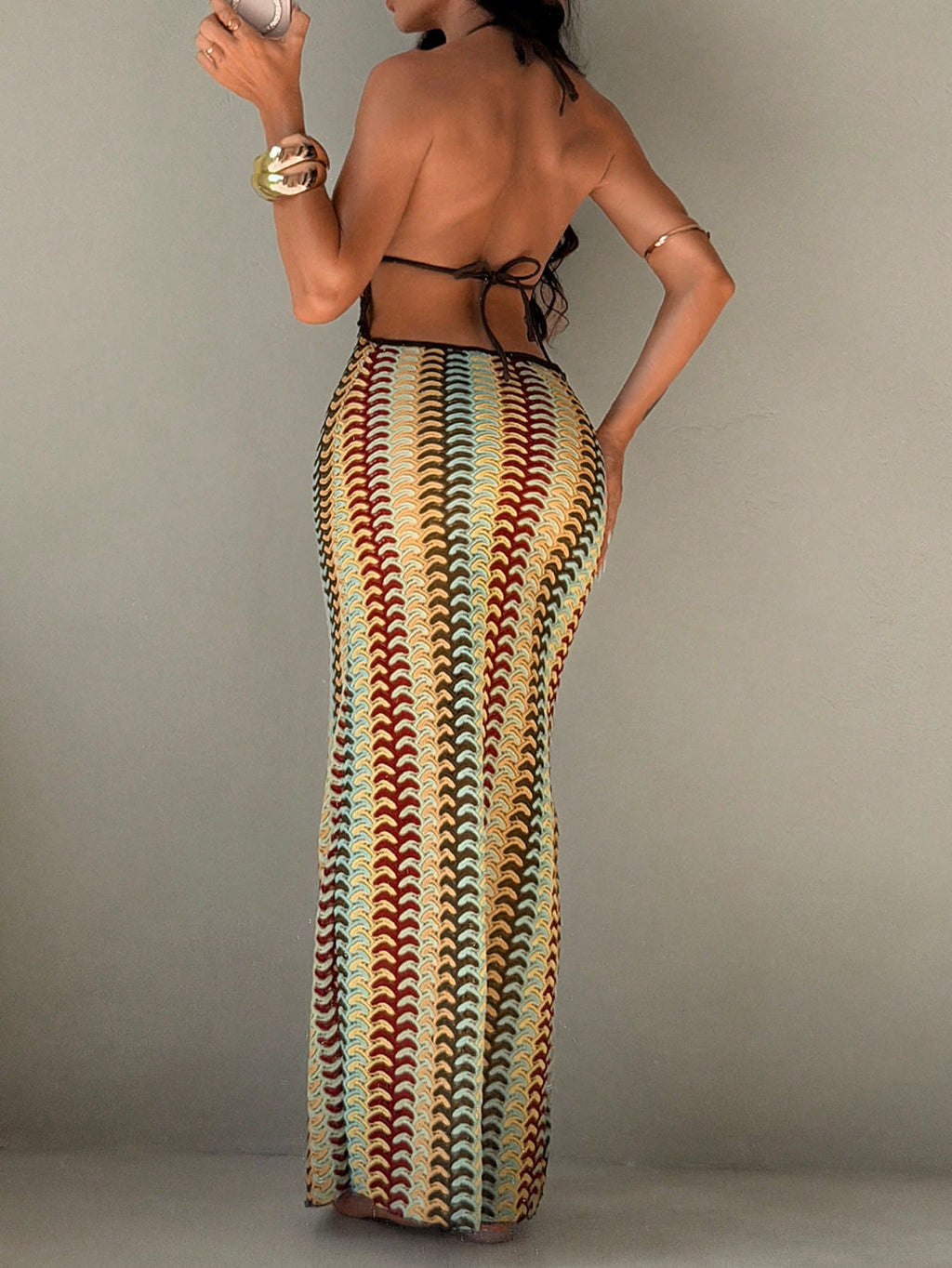 Robe de plage longue  au style bohème et balnéaire.