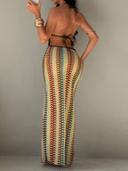 Robe de plage longue  au style bohème et balnéaire.