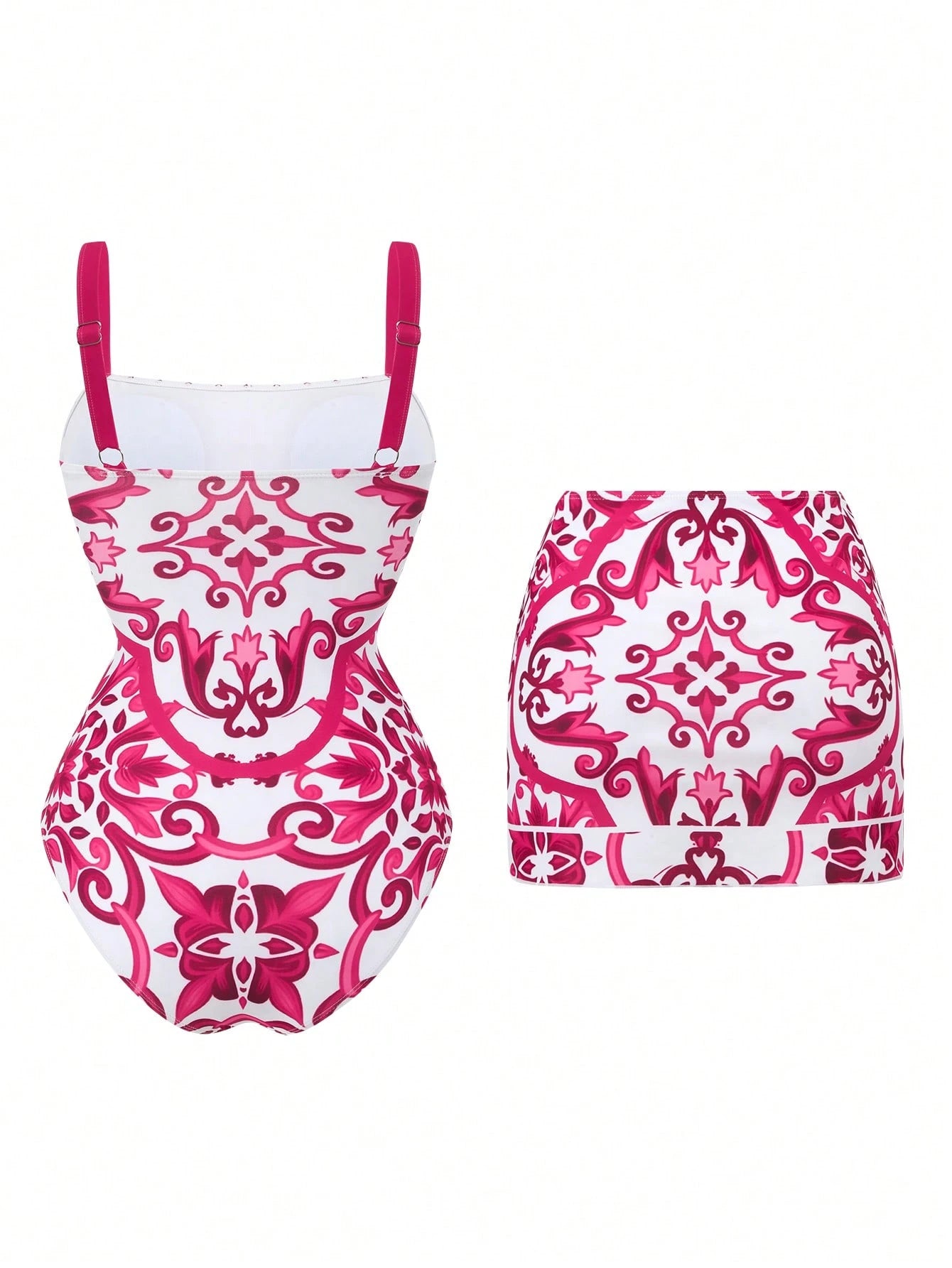 Un ensemble de plage rose imprimé inspiré de Dolce &Gabbana.