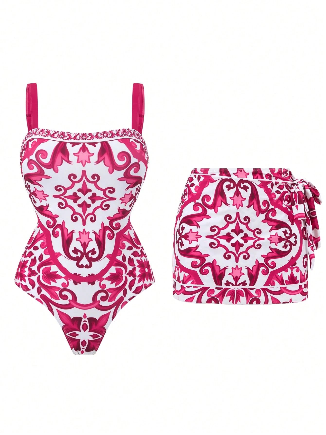 Un ensemble de plage rose imprimé inspiré de Dolce &Gabbana.